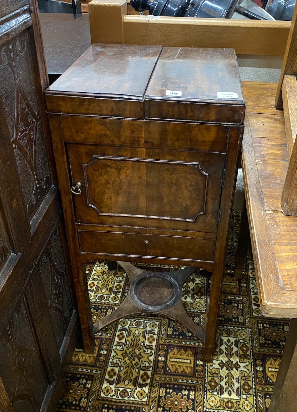 A George III mahogany enclosed washstand, width 40cm, depth 40cm, height 84cm